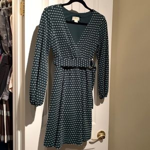 Anthropologie Maeve lined Long Sleeve belted faux wrap dress sz XSP